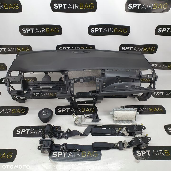 NISSAN LEAF 2 DESKA ROZDZIELCZA KONSOLA KOKPIT PULPIT PODUSZKI AIRBAG AIR BAG PASY KIT SET - 1