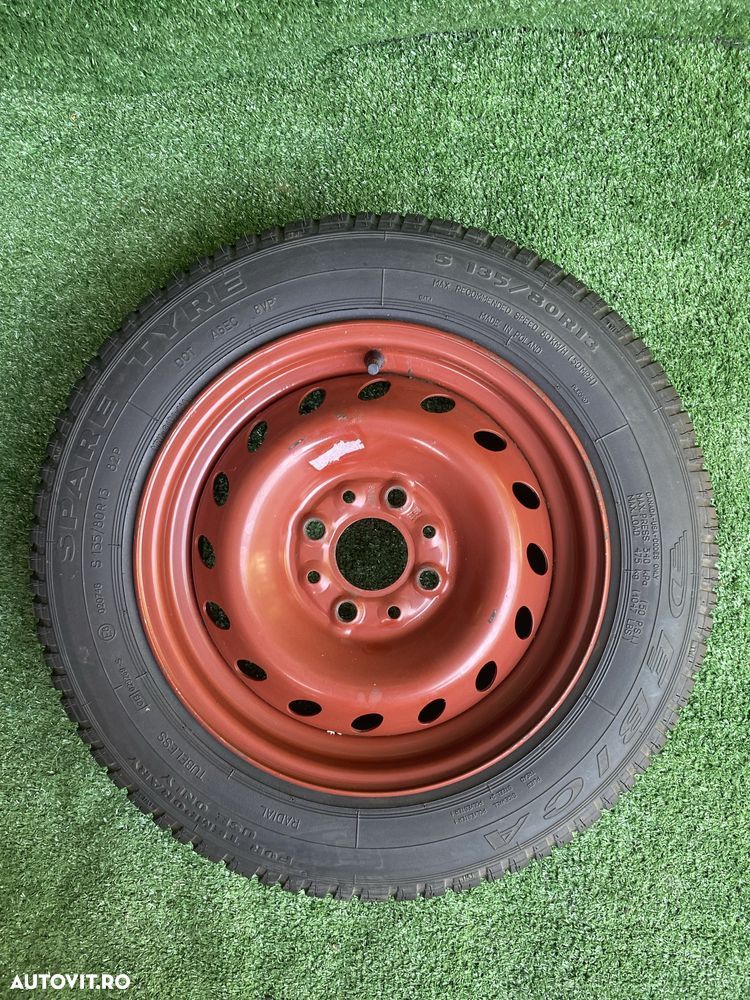 Roata rezerva originala Fiat 500 Lancia 4X98 cu anvelopa 135 80 13 - 1