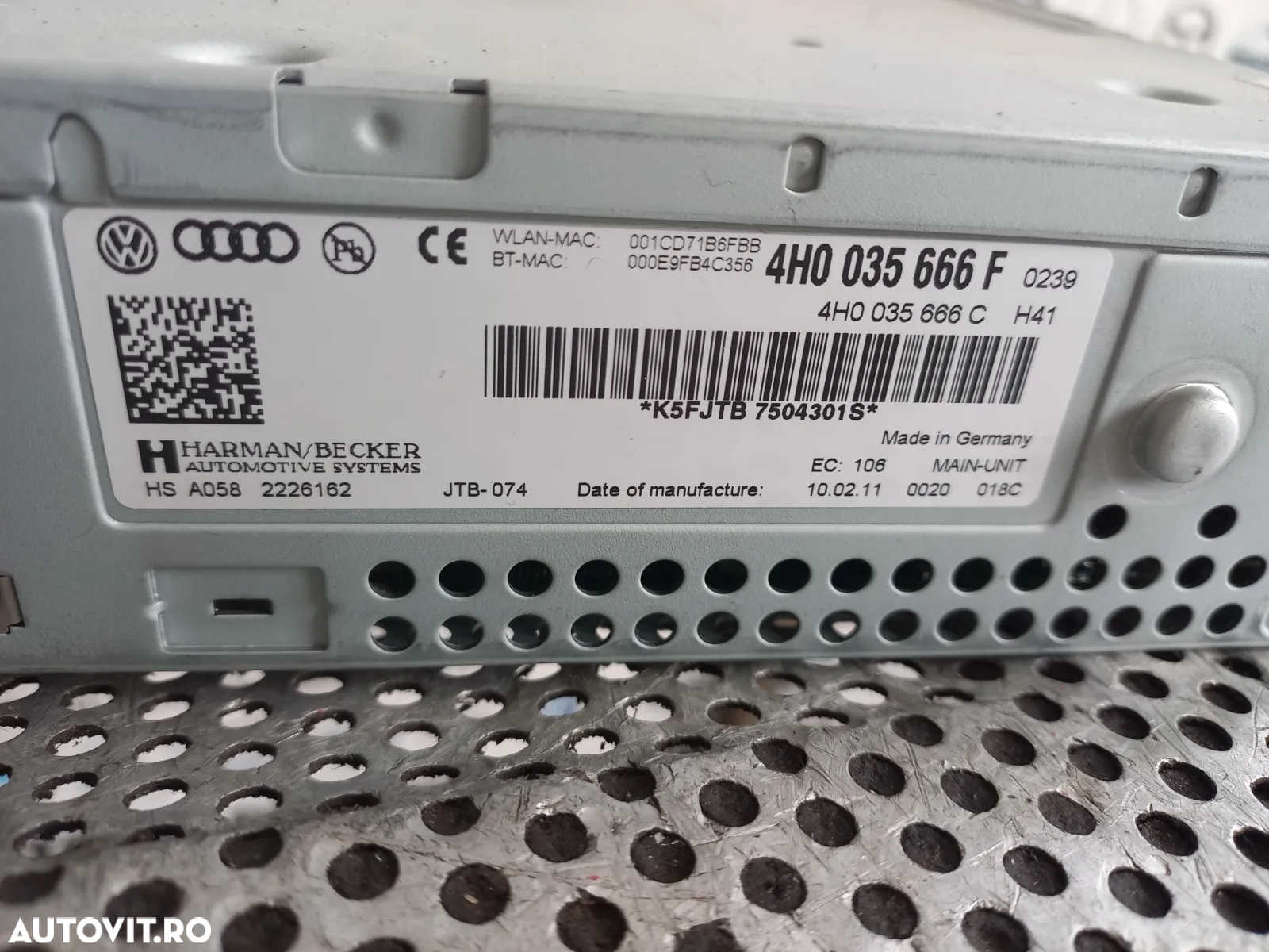 Unitate MMI Multimedia 3GP 3G+ Audi A8 4H D4 An 2010-2011-2012-2013-2014-2015-2016-2017 Cod 4H0035666F Dezmembrez Audi A8 4H D4 3.0 Tdi Quattro Motor CDT Cutie MXU Volan Stanga - Dezmembrari Arad - 7