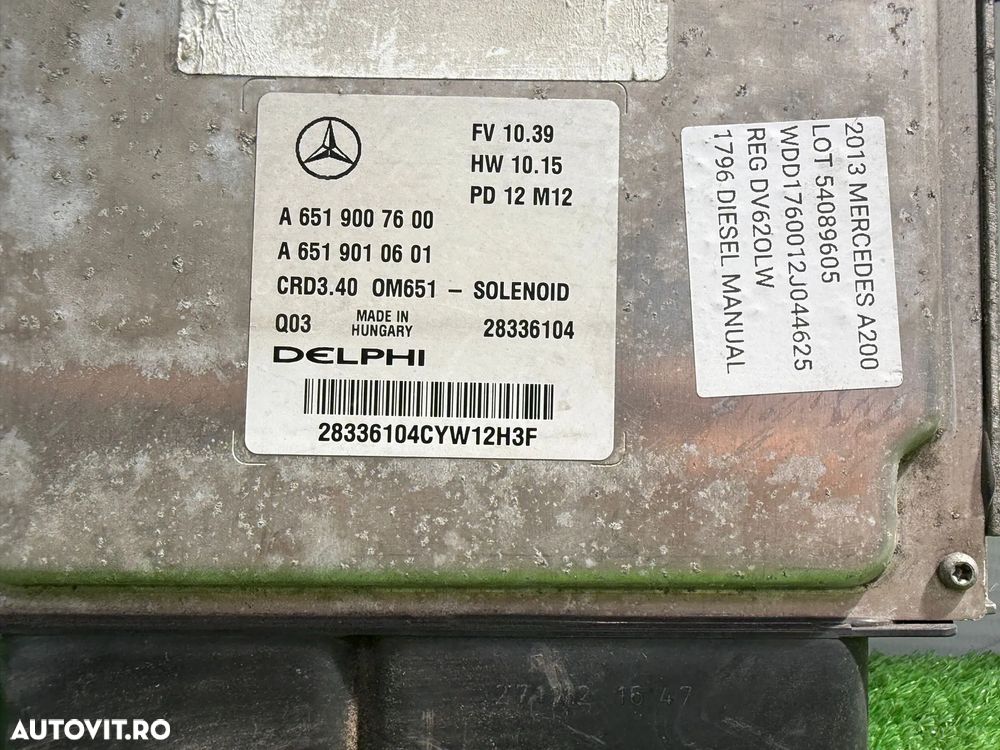 CALCULATOR MOTOR ECU MERCEDES BENZ A200 2013 W176 1.8 DIESEL COD OEM A6519007600 A6519010601 2012-2018 - 6