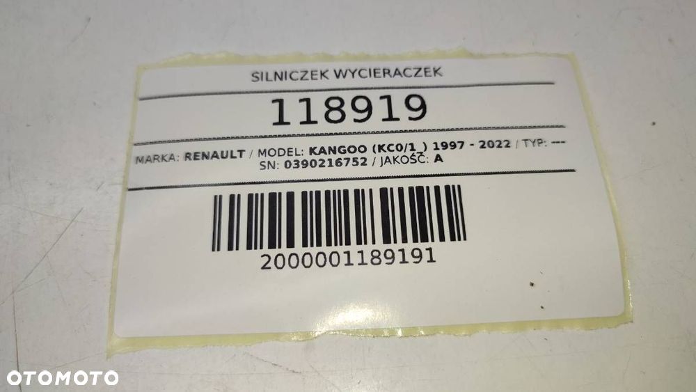 SILNICZEK WYCIERACZKI TYŁ TYLNEJ RENAULT KANGOO I 0390216752 7700308806 - 5