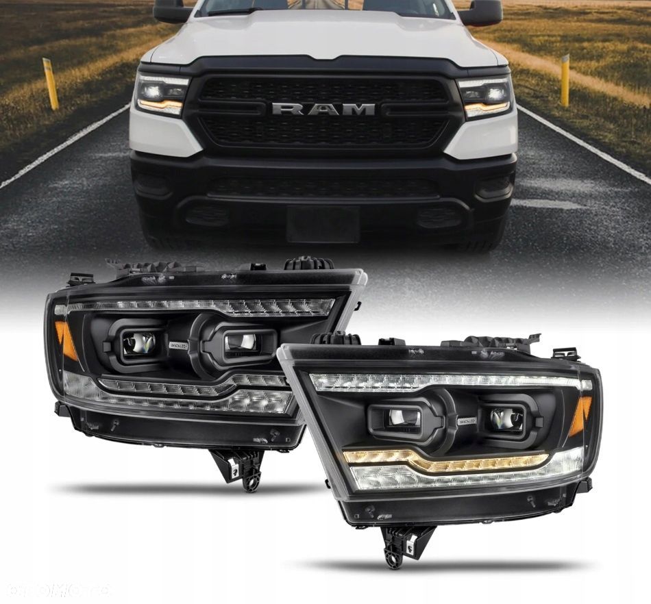 Reflektory Lampy kpl FullLED Soczewki Czarne Black Dodge Ram V 5 1500 19-24 - 3