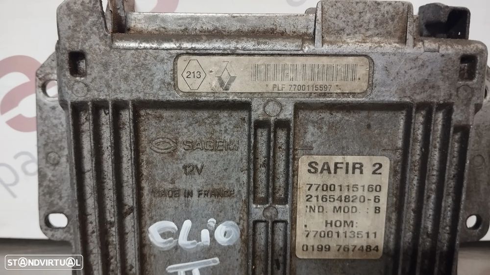 CENTRALINA DO MOTOR RENAULT CLIO II 1.2 SAFIR 2 7700115160 21654820-6 7700113511 - 3