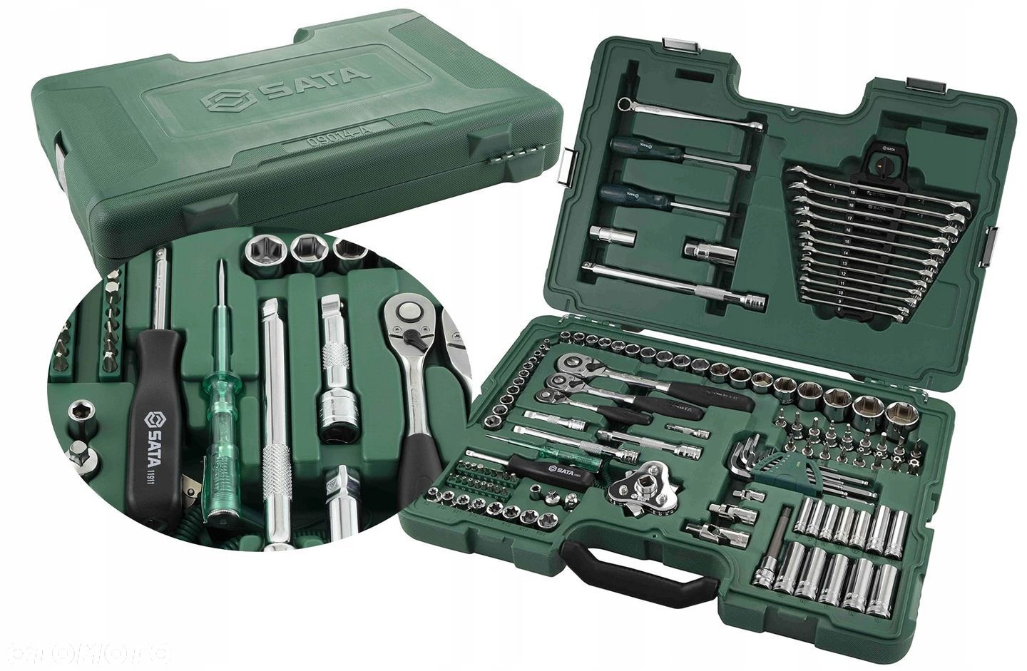 SATA ZESTAW 128 KLUCZY NASADOWYCH 1/4" 3/8" 1/2" W WALIZCE TORX ST09014A - 1