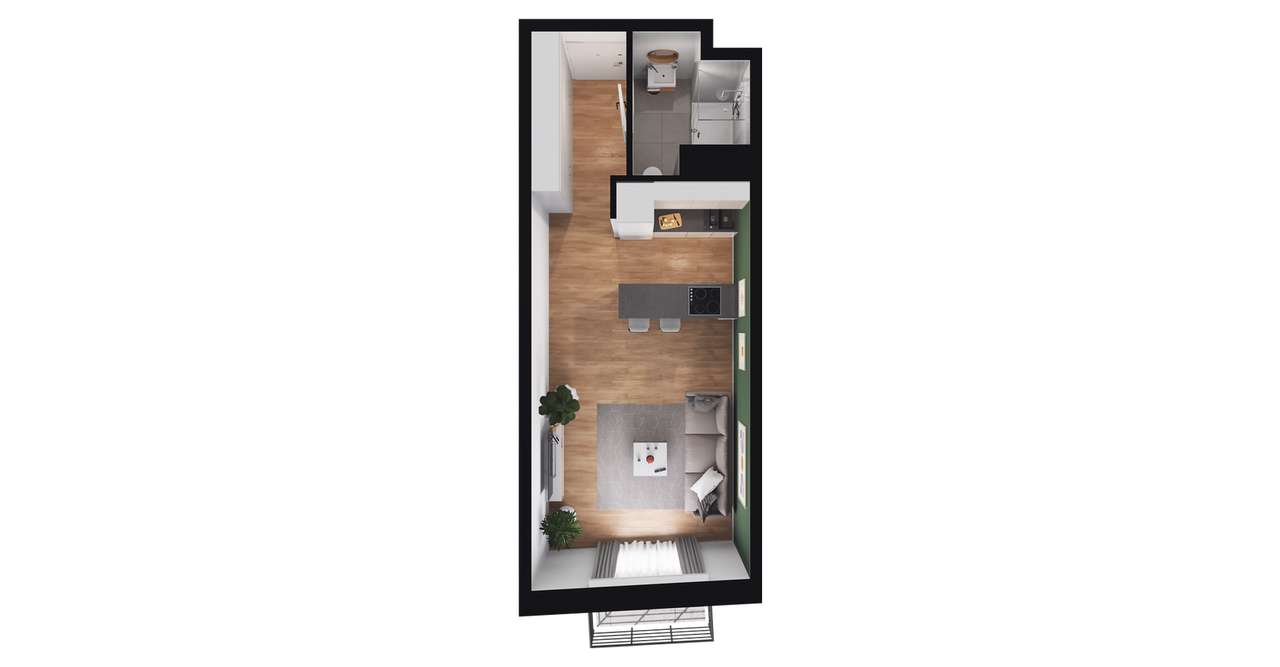 1-pokojowe mieszkanie 31m2 + balkon Bezpośrednio - Pełny obrazek: 3/11