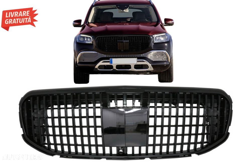 Grila Centrala Mercedes GLS SUV X167 (2019-2023) M Look Negru Lucios- livrare gratuita - 6