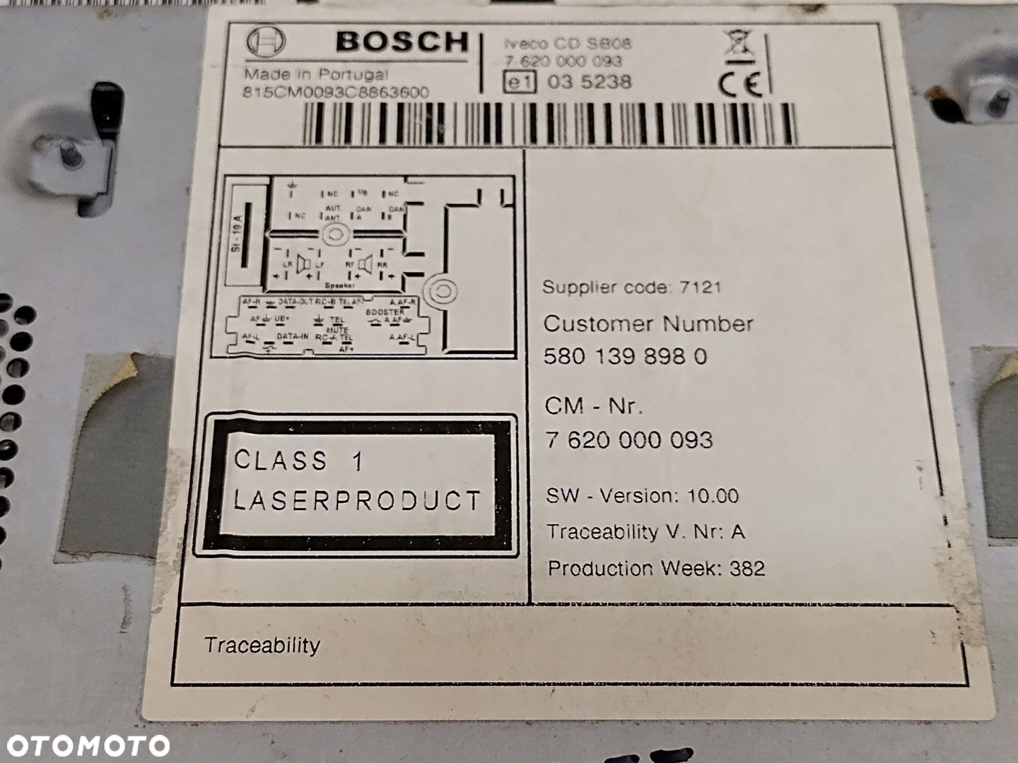 IVECO DAILY 3 III LIFT 11-14 RADIO CD BOSCH 7620000093 KOD - 8