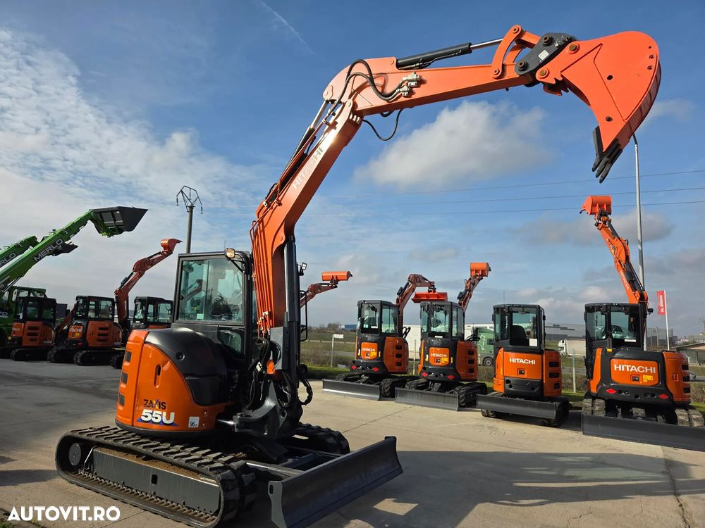Hitachi ZX55, 2023, 879h, 5,5 tone, CUPLA RAPIDA+3 CUPE NOI, senile cauciuc 90% bune, Inst picon pe brate, A dous inst hidr pe brate, Aer conditionat, Ad sapare 5m, STARE CA NOU, posibilitate leasing-PROMOTIE 46.900 EUR+tva - 20