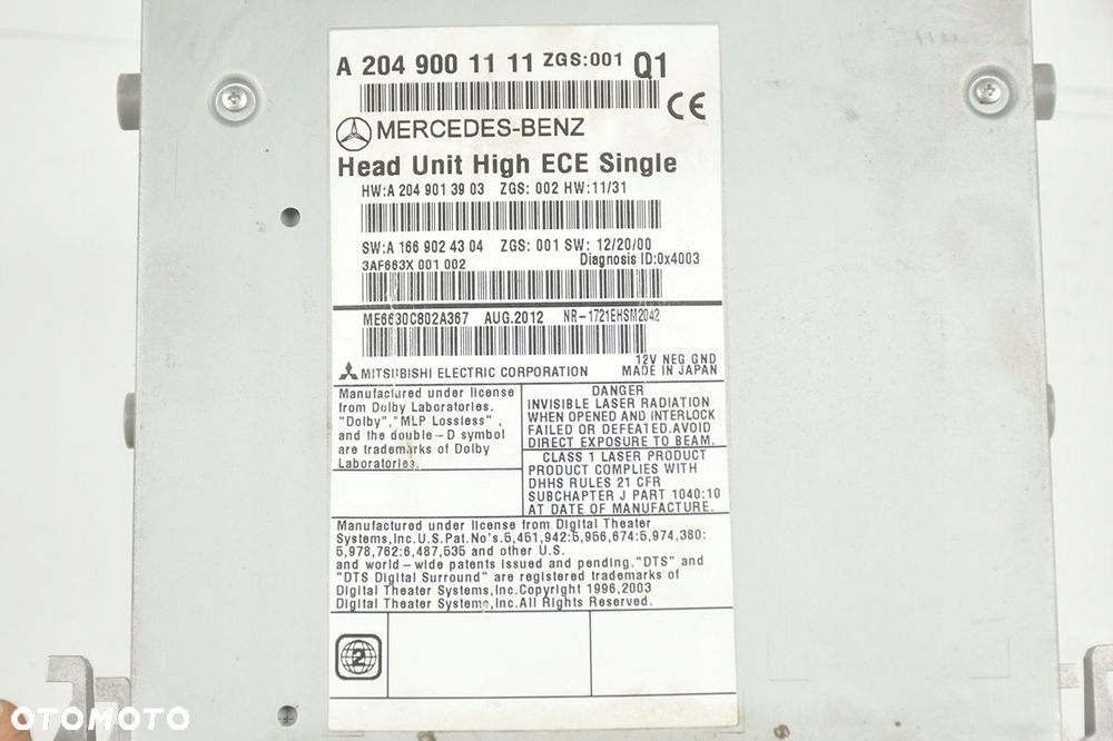 radio * navigacja mercedes c w204 a2049001111 - 4