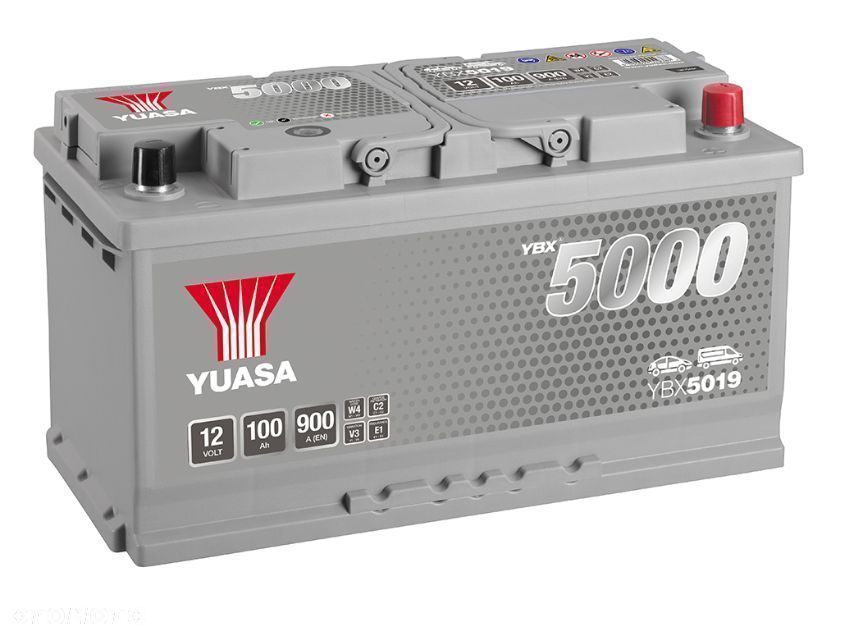Akumulator Yuasa Silver 12V 100Ah 900A Prawy Plus YBX5019 - 1