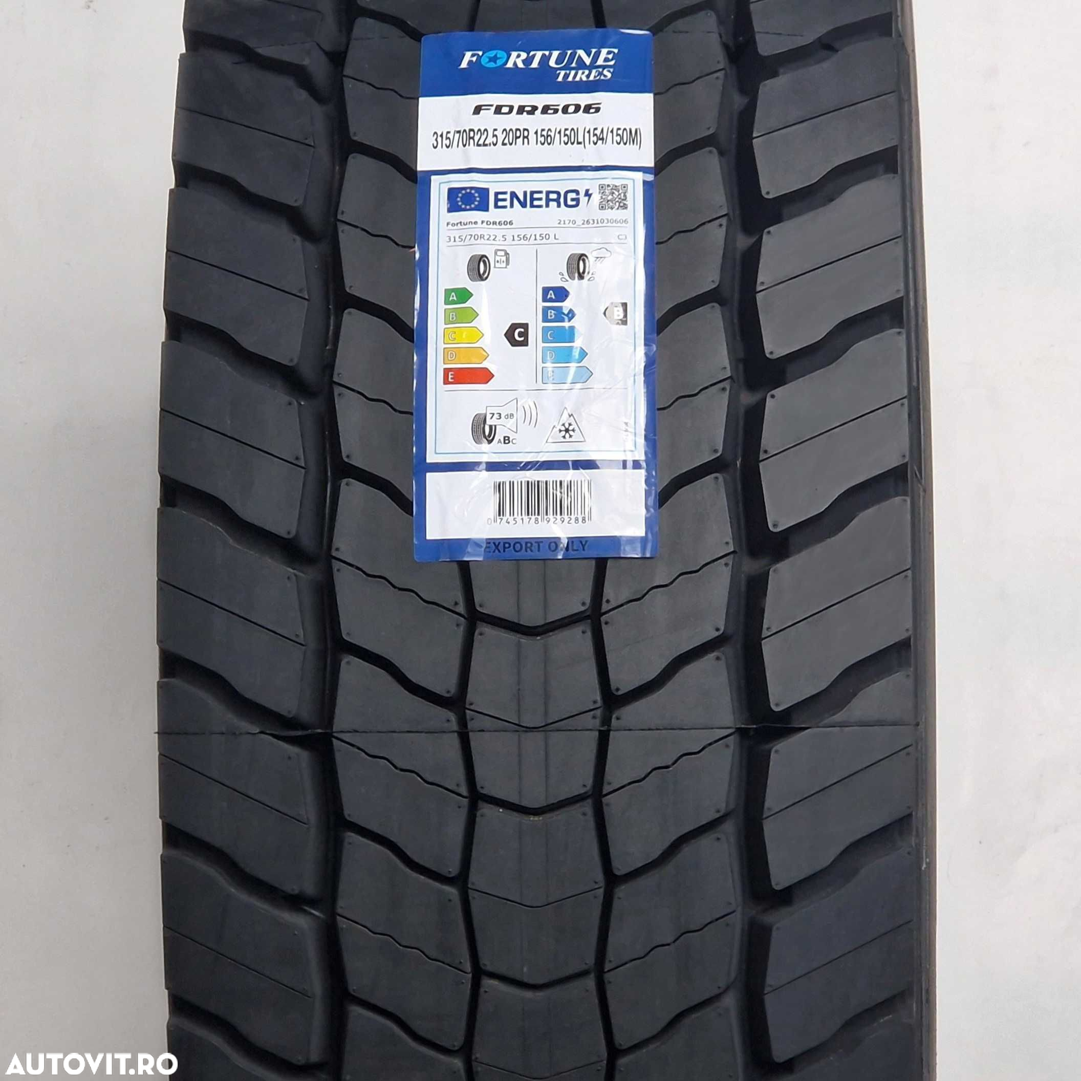Anvelopa NOUA M+S* Regional 315/70R22.5 Fortune FDR 606 156/150L ( 154/150M ) 20PR - C, B, A 73dB Tractiune - 3