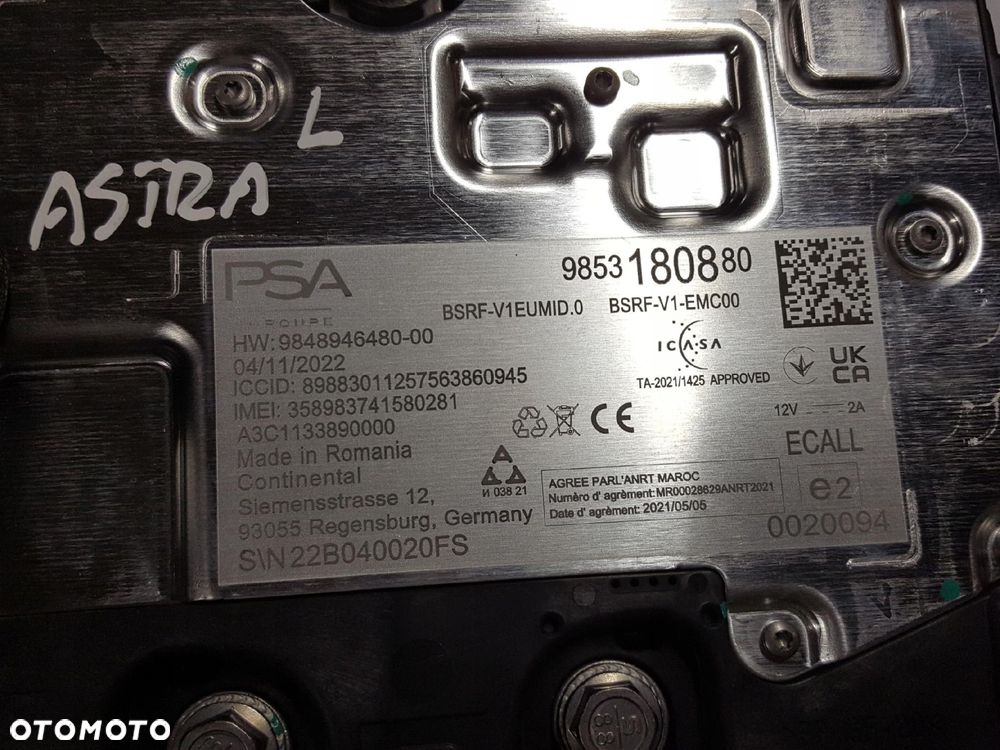 OPEL ASTRA VI L 21r- ANTENA DACHOWA RADIA GPS 9853180880 - 4