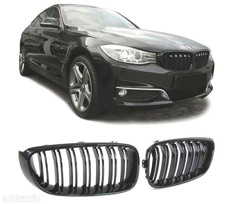 GRELHA DUPLA BMW SERIE 3 GT F34 13-18 LOOK M4 PRETO BRILHANTE - 1