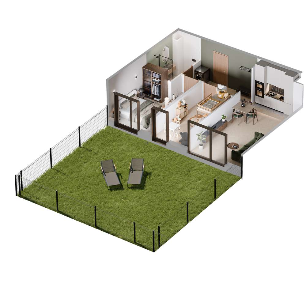 3 pokoje, 55,63 m², ogród, parter, nowe, Harmony Garden