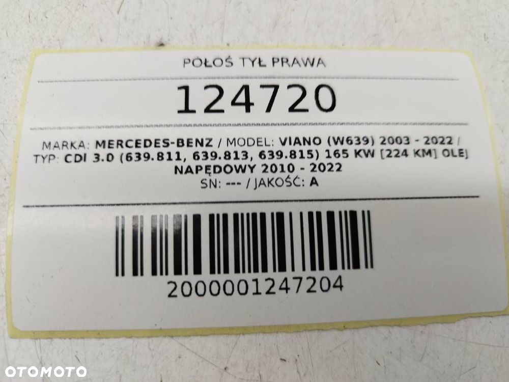 PÓŁOŚ TYŁ TYLNA PRAWA MERCEDES W639 VIANO VITO 3.0 CDI - 6