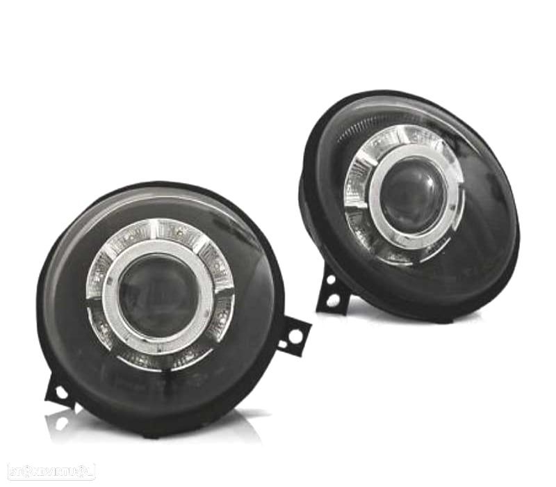 FARÓIS COM LUZ DIURNA LED PARA VOLKSWAGEN VW LUPO 98+ FUNDO PRETO - 1