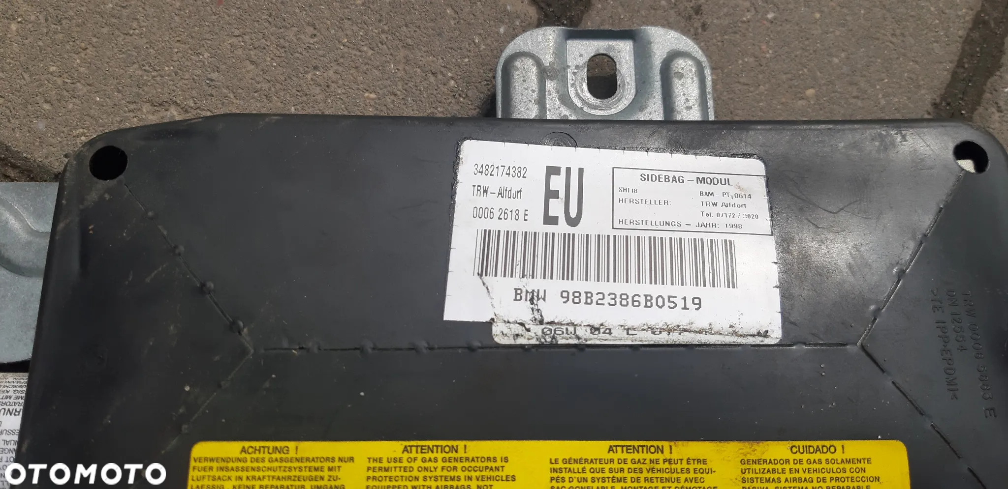 Poduszka AIRBAG drzwi prawy przód BMW E46 3482174382 - 5