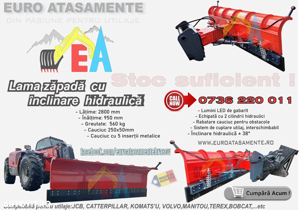 Lamă de zăpadă dreaptă model F lungime 2,8 metri - 2