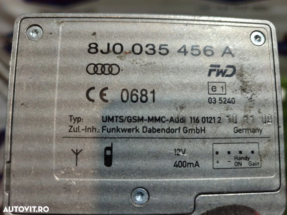 AMPLIFICATOR ANTENA (5 BUC.) AUDI A4 AVANT 2.0 DIESEL 2009 / 2009-2016 /  AUDI A6 C6 AVANT 2.0 DIESEL 2009 2006-2010 / AUDI A6 C6 QUATTRO 2.7 DIESEL 2007 2004-2011 / AUDI A4 B8 S LINE 2.0 DIESEL 2010 BERLINA / 2009-2016 MERCEDES BENZ W211 E280 CDI 3.0 DIESEL 2006 / 2002-2009 COD OEM 8J0035456 / 8J0035456C / 8J0035456CA / 2118200885 - 7