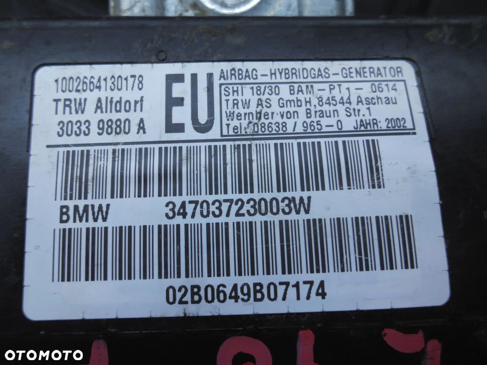 BMW E46 PODUSZKA AIRBAG DRZWI PRAWY PRZÓD 34703723003W - 2