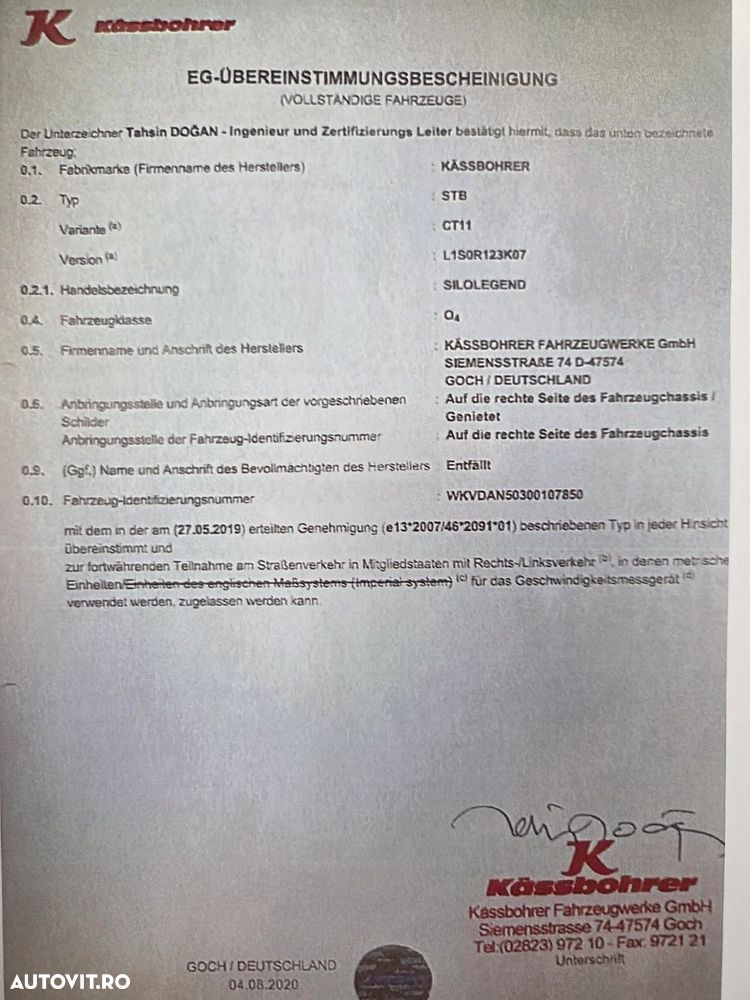 Kaessbohrer Transport CIMENT VRAC, 40mc, Masa propie 5,1t, Jante ALUMINIU, Capacitate 40mc, Axe SAF, Picioare sprijin, Produsa in GERMANIA, rulata in GERMANIA, Posibilitate leasing-PROMOTIE 29.900 EUR+Tva - 3