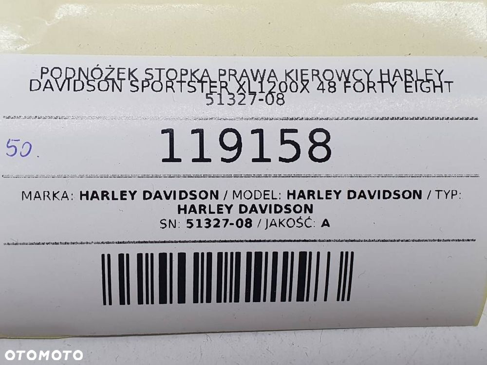 PODNÓŻEK PRAWY KIEROWCY HARLEY DAVIDSON SPORTSTER XL1200X 48  51327-08 - 5