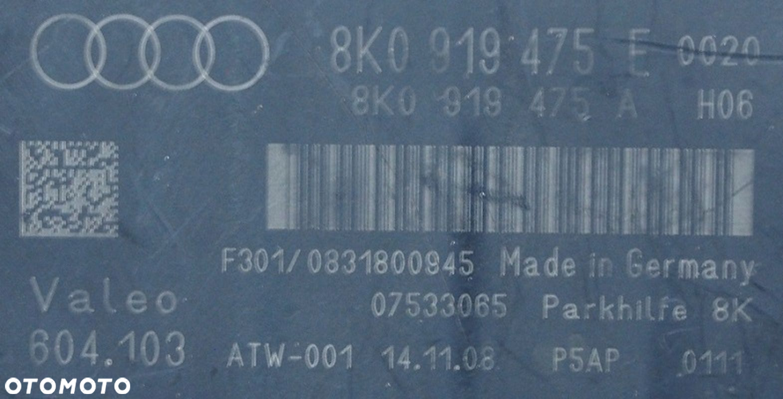 MODUŁ STEROWNIK CZUJNIKÓW PDC AUDI A4 B8 / A5 8T / Q5 85 8K0919475E - 2