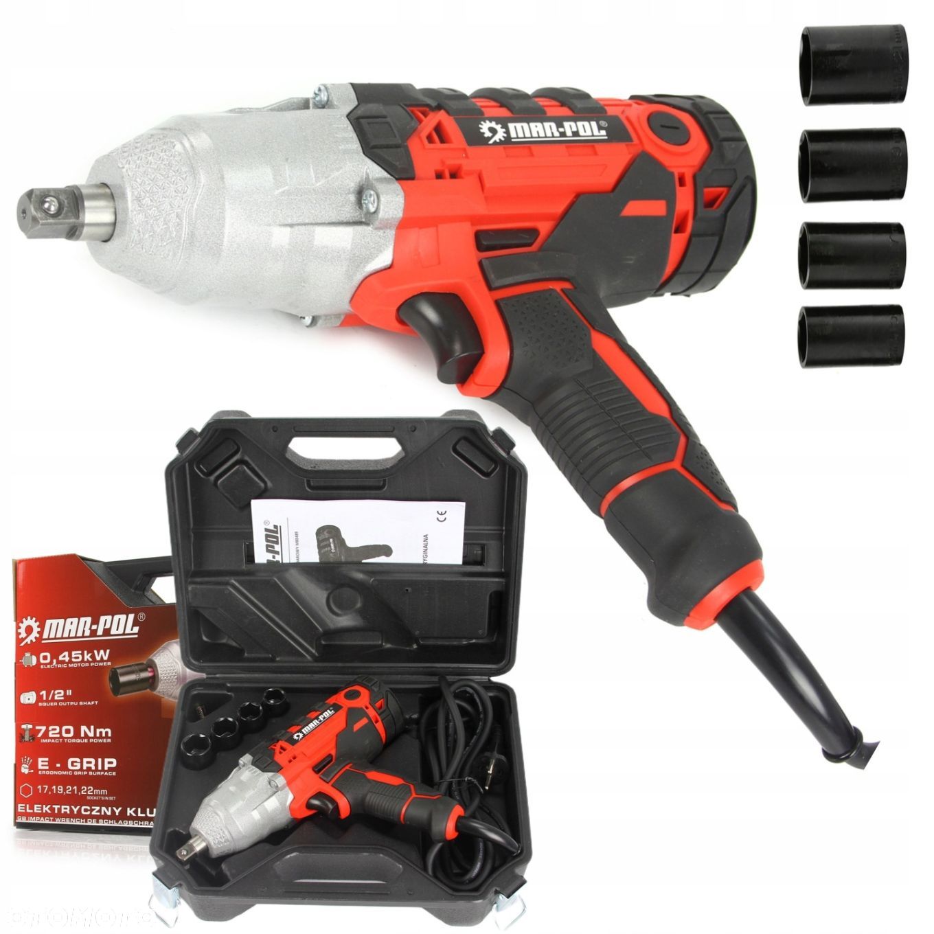 KLUCZ UDAROWY ELEKTRYCZNY 2000W 720Nm 1/2" MOCNY Z ZESTAWEM NASADEK M80489 - 1