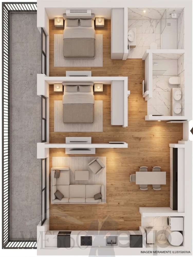 Apartamento T2 no Último Piso com Varanda e Piscina - Grande imagem: 2/10
