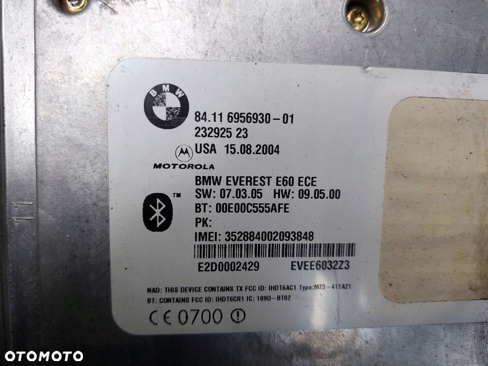 MODUŁ BLUETOOTH BMW E60 E61 535d 6956930 - 3