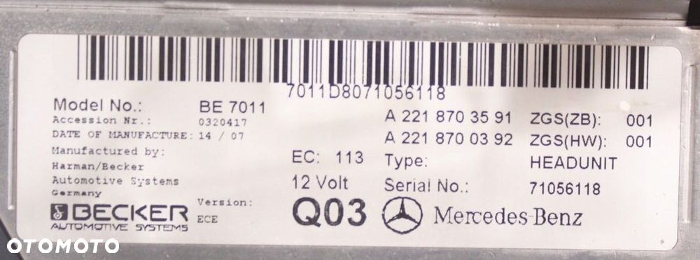 RADIO ZMIENIARKA COMAND MERCEDES W221 A2218703591 - 5