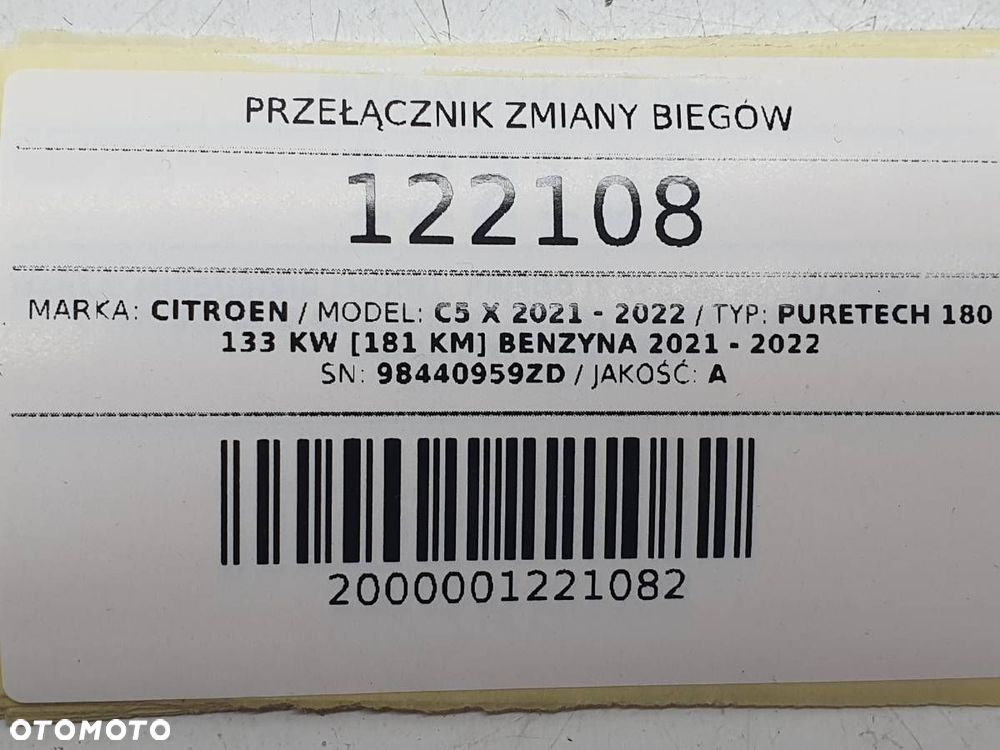 PRZEŁĄCZNIK PANEL ZMIANY BIEGÓW CITROEN C5 X 98440959ZD - 6