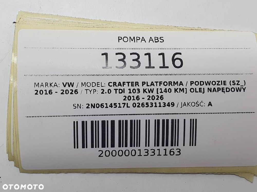 POMPA ABS HAMULCOWA VW CRAFTER II 2N0614517L 0265311349 ORYGINAŁ - 8