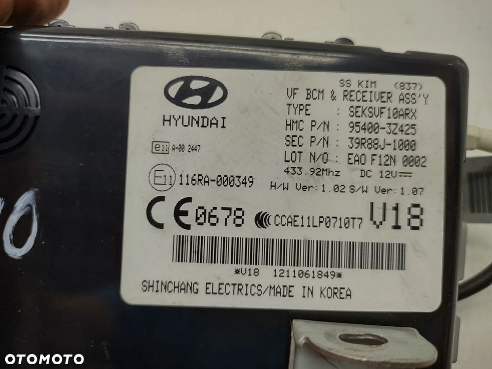 MODUŁ STEROWNIK BCM 95400-3Z425 HYUNDAI I40 1.7CRDI KOMBI 2018r. ORYGINAŁ - 3