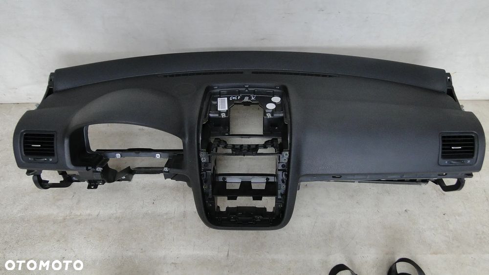 VW GOLF V 5 DESKA KONSOLA CZARNA PODUSZKI PASY KOMPLET ORYGINAŁ EUROPA - 3