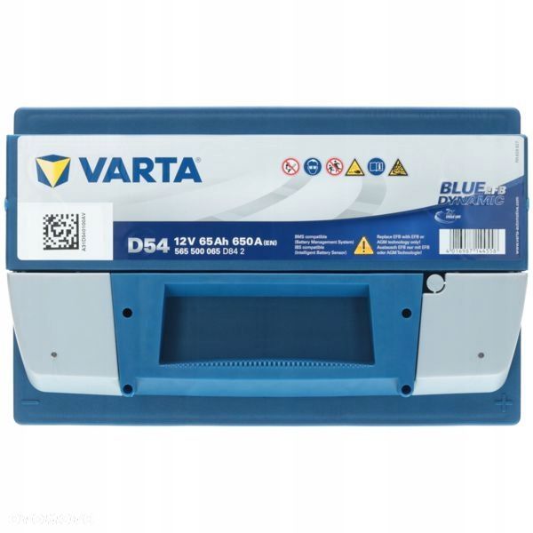 Akumulator Varta EFB D54 12V 65Ah 650A L3B StartStop P - 19,0 kg - 3