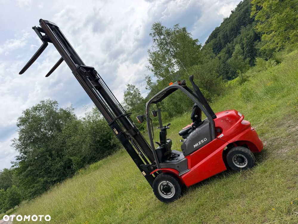 Manitou MI25D Wózek Widłowy 2,5 tony. Posuw Hydrauliczny. tylko 2500mtg. Maszt triplex. Wolny skok! Wysokość Podnoszenia 5 metrów. Jak nowy z Salonu. Pochodzi z Norweskiego Gospodarstwa! Aktualne przeglądy DEKRA i serwisy!  Silnik Yanmar. Małe gabarety bardzo zwrotna maszyna! Zero luzów wycieków i zniszczeń. OKAZJA. Pełny ORYGINAŁ! Rok Prod. 2014. Oświetlenie. OKAZJA - 16