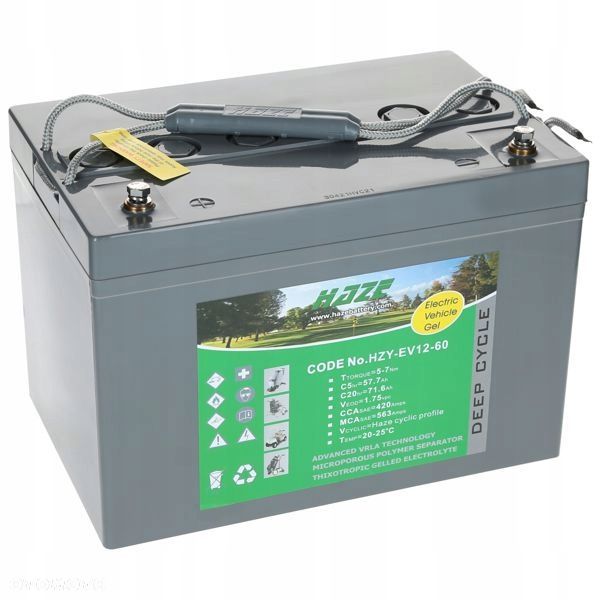 Akumulator HAZE HZY EV 12 - 60 GEL 71,6Ah 260168179 - 22,1 kg - 1