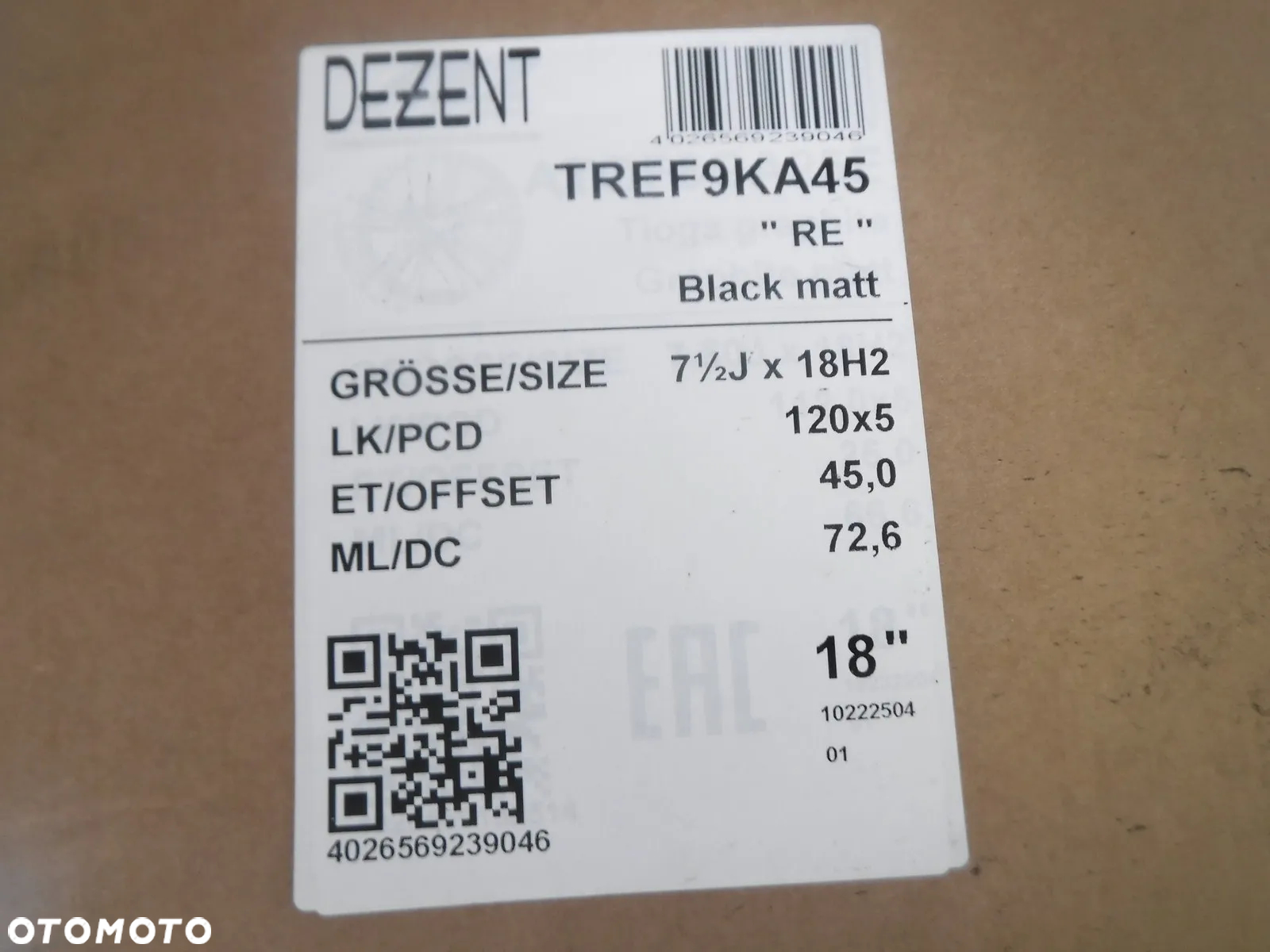 Felga nowa aluminiowa  DEZENT RE dark r18 7.5j  5x120 ET45 - 2