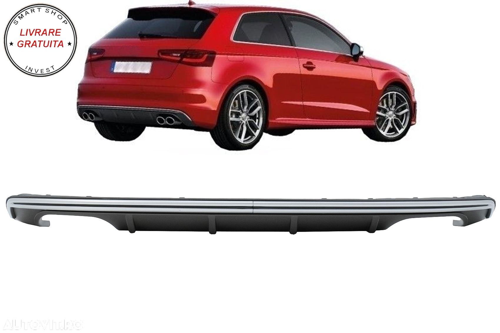 Difuzor Bara Spate Audi A3 8V Hatchback Sportback (2012-2015) S3 Design- livrare gratuita - 11