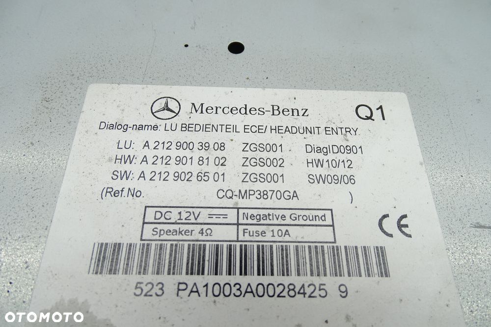 Mercedes E Klasa W212 Radio monitor 2129003908  2129018102  2129026501 - 3