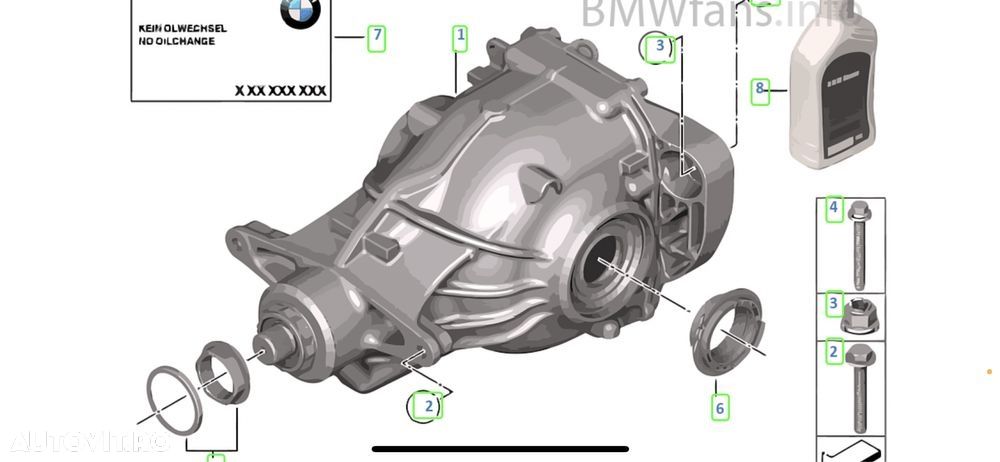 Grup diferential axa spate bmw 740i 740IL F02 F01 N54 326cp 3.73 / 373 - 1