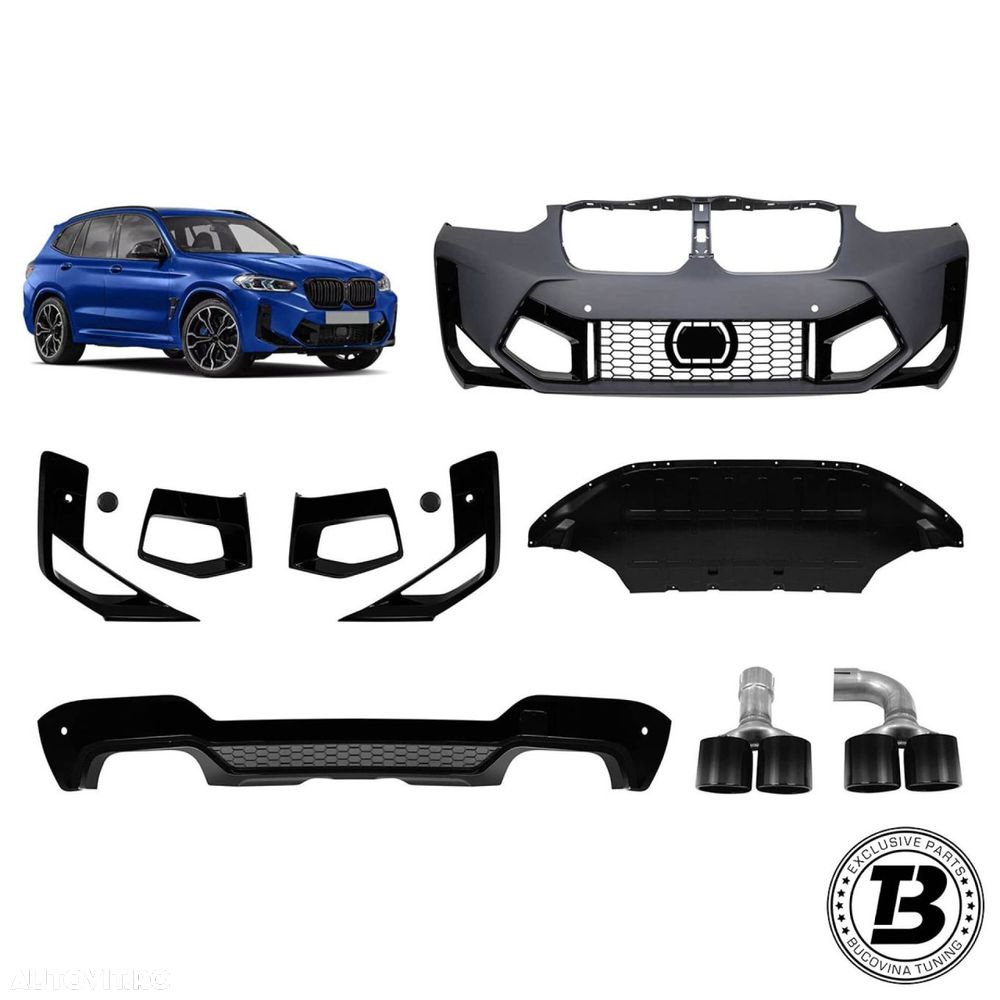 Pachet Exterior compatibil cu BMW X3 G01 LCI X3M Design - 1