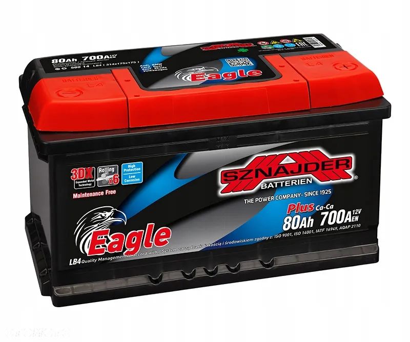 AKUMULATOR SZNAJDER EAGLE PLUS 80AH 700A P+ Rybnik - 1