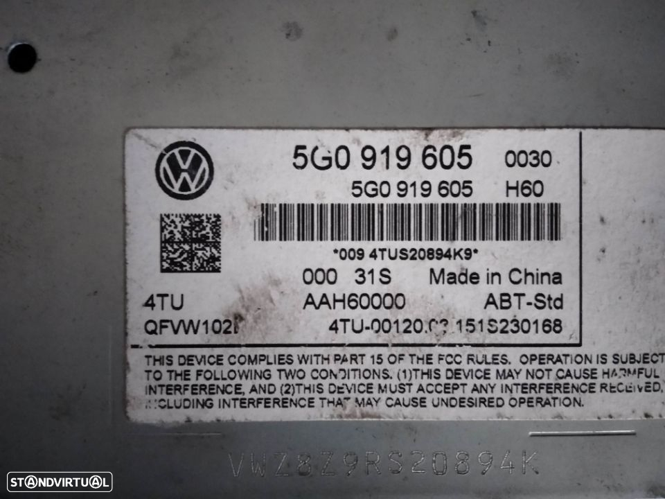 AUTO-RADIO ORIGINAL VOLKSWAGEN GOLF VII 5G0919605 - 2
