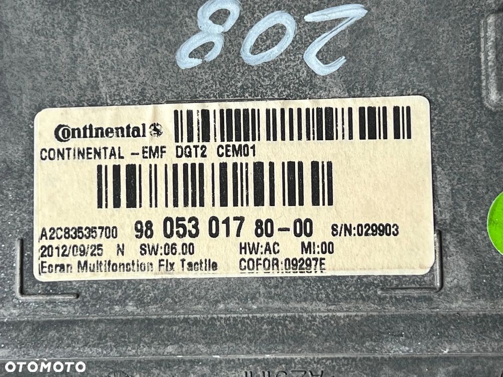 EKRAN MONITOR WYŚWIETLACZ NAWIGACJA PEUGEOT 208 I 9805301780 - 3