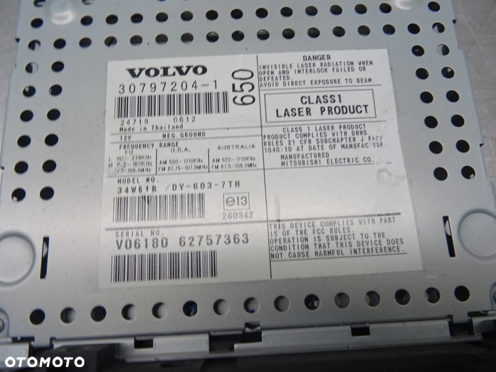 VOLVO S60 LIFT 2.4B RADIO RADIOODTWARZACZ 30797204 HU650 - 6