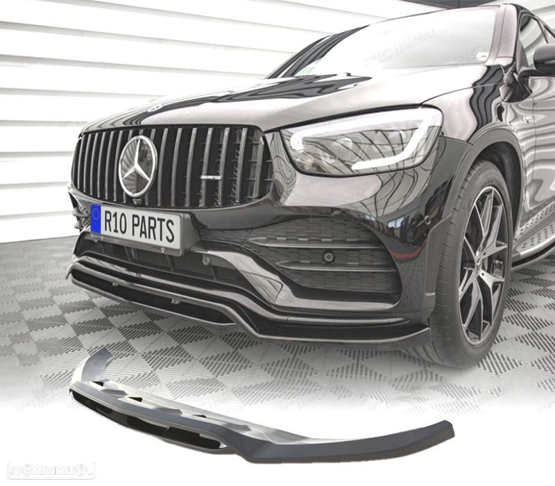 SPOILER FRONTAL LIP MERCEDES GLC X253 19-22 LOOK AMG PRETO BRILHANTE - 1