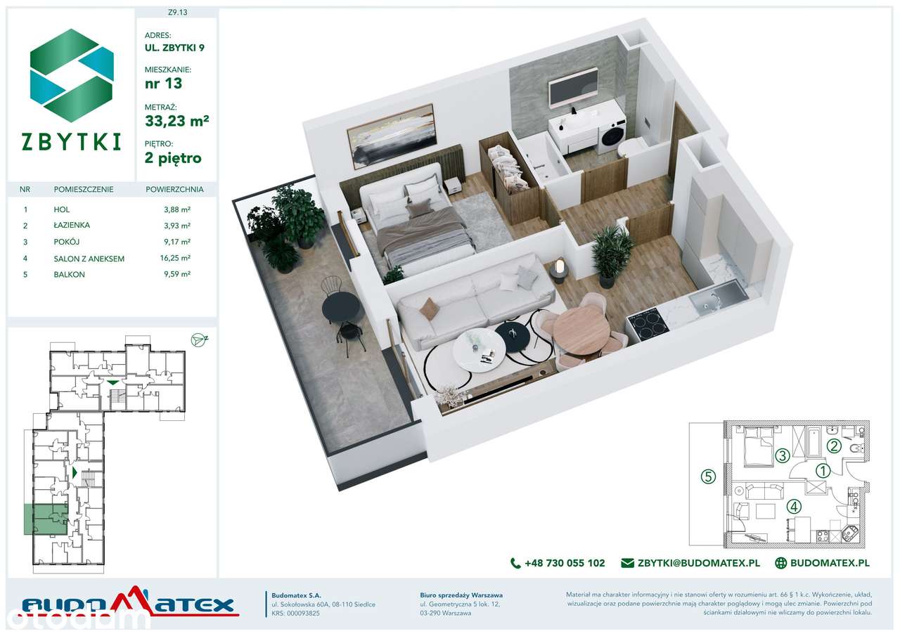 2-pokojowe mieszkanie 33m2 + balkon Bezpośrednio - Pełny obrazek: 2/22