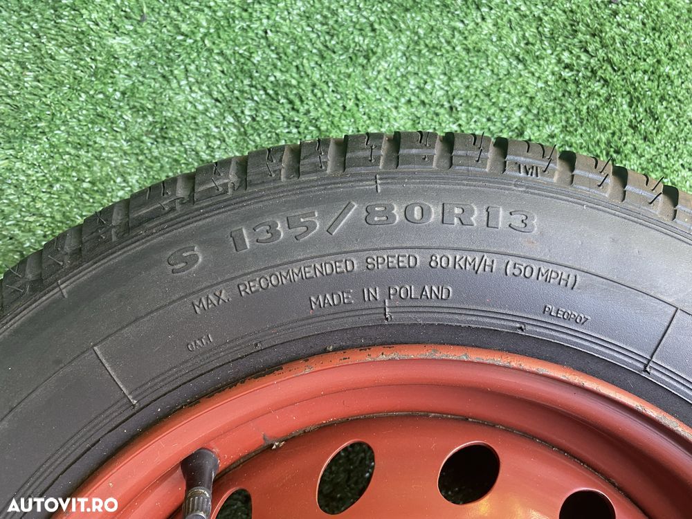 Roata rezerva originala Fiat 500 Lancia 4X98 cu anvelopa 135 80 13 - 2